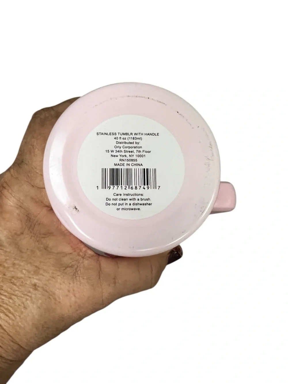 Pink Cherry Travel Mug with Handle and Straw
